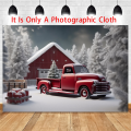 Christmas Background Cloth Party New Year Vintage Red Truck Children Photo Studio Photography Background Cloth,D Durable. 