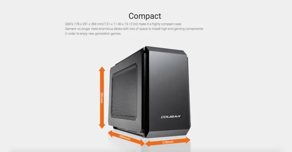 Gaming Case Qbx Dimensions Cougar QBX Mini-ITX Case