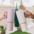 40oz 304 stainless steel insulated cup 1200ml large capacity straw handle car cup beer cup ice cream cup. 