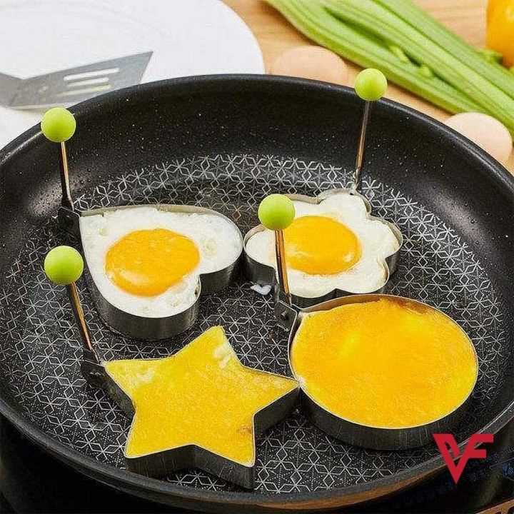 Fried Egg Mold, Pack of 4 Stainless Steel Egg Ring Egg Shaper Pancake Mold Heart/Round/Star/Flower Shapes