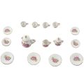 15 pieces Porcelain tea set Dollhouse miniature foods Chinese rose dishes cup. 