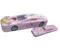 Double Compartment 2 in 1 Car Shape Metal Pencil Box for Girls and Boys Assorted Color and Design. 