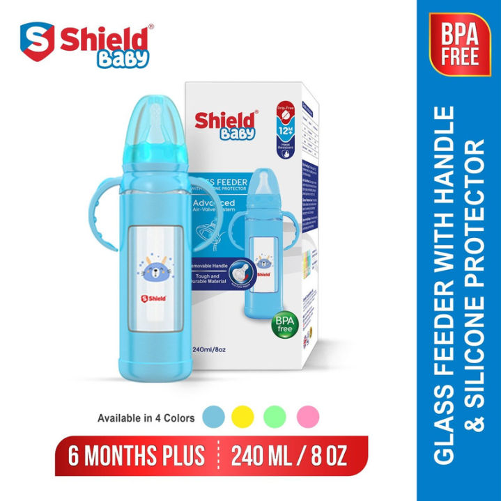 Glass Feeder with Handle and Silicone Protector 240ML MultiColor