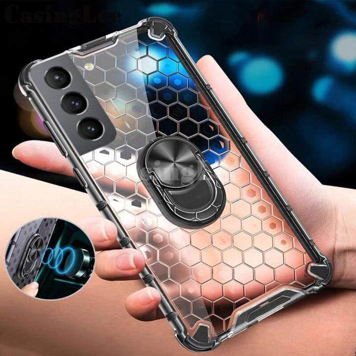 Honeycomb Design for Galaxy S21 FE Case Clear Rugged Silicone