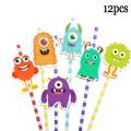 Monster Theme Party Supplies Disposable Tableware Plates Cup Banner Cake Topper Birthday Party Decorations Kids Boys Girls Favor. 