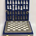 ApexGlobal Large Handmade Full Chess Set, Grey and White, Marble Chess Board, 32 Chess Game Pieces, Unique Home décor. Handcrafted Tournament Chess Board - 2 Players.. 