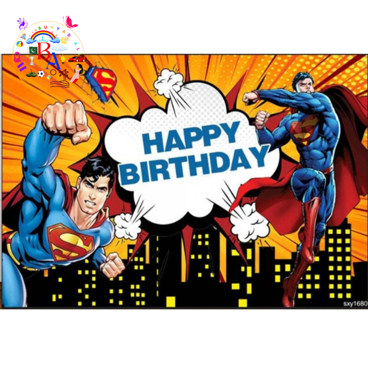 Superman Fancy Backdrop Superman Theme Fancy Panaflex Superman Birthday Party Banner Code 12
