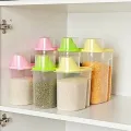 6Pcs 1kg Kitchen Dispenser with Lid Plastic Rice Container Food Storage Jar Cans for Kitchen Grain Dried Fruit Snacks. 