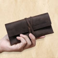 Retro Leather Roll Pencil Cases Leather Pen Bag Pouch Texture Student Adult Pencil Bags Office High School Supplies Stationery. 