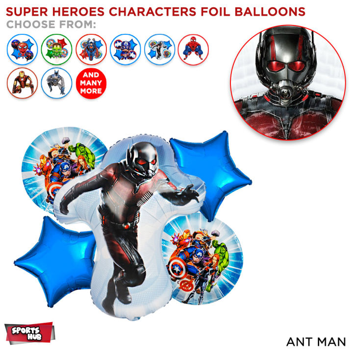 Superhero Spiderman Superman Captain America Hulk Theme Foil Balloons Set of 5 Pcs / 4D Hero Movie Chrome Metallic Balloons Set / 1 Piece For Boy Reusable Balloon For Birthday Party Decoration Superhero Theme Party Supplies PreSchool Theme For Party Decor
