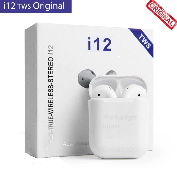 Original i12 Tws Touch Sensor Airpods_  / Earphones With Charging Case Dock For All Mobiles - White