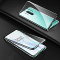 For OnePlus 8 Pro Casing 360° Full Body Transparent Tempered Glass with Magnetic Adsorption Metal Bumper Case Cover. 