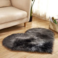 Yfashion 40X50CM Love Heart Shaped Rug Artificial Wool  Hairy Carpet Faux Floor Mat Fluffy Soft Area Rug apetes. 