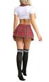 NYT Women School Girl Uniform Costume Outfits Mini Skirt Role Play Set. 