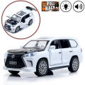 Lexus Land Cruiser Prado - Alloy Model Car Die-Cast Toy for boys Size Approx. 5 inch - Light and Music - White. 