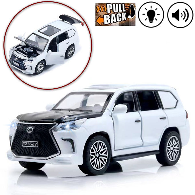 Lexus Land Cruiser Prado - Alloy Model Car Die-Cast Toy for boys Size Approx. 5 inch - Light and Music - White