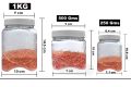 Set Of 3 Sizes Plastic Jars for Kitchen 1KG / 500Gms / 250Gms CAPACITY Plastic STORAGE JAR - JARS SET - Masala / Sugar Cheeni / Daal JAR - RACK Storage - FOOD GRADE PURE PLASTIC - LEAF  DESIGN - 6Pcs Of Each Size. 