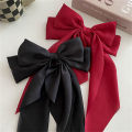 Elegant Bow Ribbon Hair Clip Fashion Solid Satin Spring Clip Hair Pin Headband. 