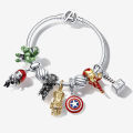 KEEMEEUYZO Marvel Charm Bracelet Iron Man Beaded Bracelet Captain America Shield Thor Hammer Hulk Thanos Pendant Diy Jewelry Bracelet. 