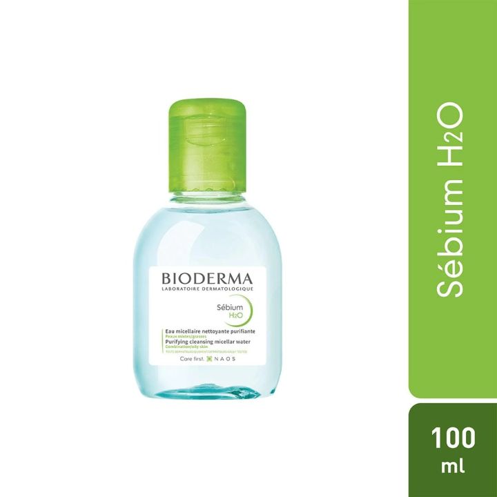 Bioderma Sebium H2O Micellar Water 100ml - Best Cleanser for Oily & Combination Skin, Makeup Remover, and Pore Care Solution