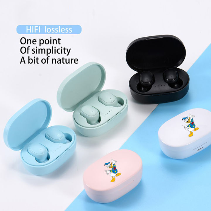 100% Quality+COD Donald Duck A6S Bluetooth Earphones Wireless Earphone Bluetooth Earbuds With Mic Noise Cancelling Waterproof