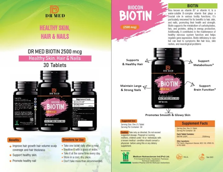 "DR%20MED%20Biocon%20Biotin:%20Biotin%202500MCG,%20Supplement%20for%20Hair%20Growth,%20Strong%20Hair%20and%20Glowing%20Skin,%20Fights%20Nail%20Brittleness,%2030%20Biotin%20Tablets%20(Its%20Wholesale%20Price)%20-%20Image%205