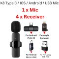 Wireless Microphone for iOS, Android, USB High-Quality K8/K9 for Vlogging Podcasts & Interviews. 