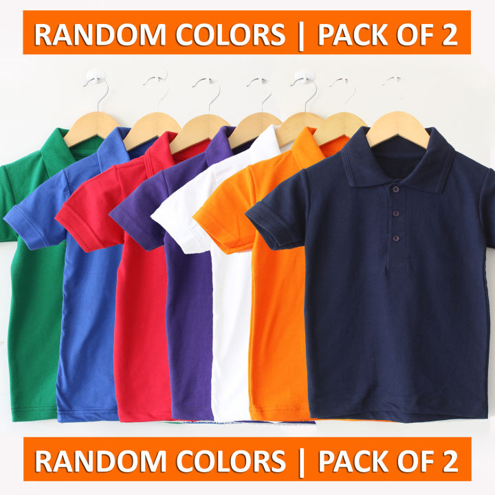 The Shop - Pack Of 2 - Random Colors - Classic Polo Collar T-Shirt For Boys & Girls Kids - PC-BT1