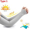 1 Pair Sport Arm Sleeves / Sun UV Protection Long Gloves / Ice Silk Sunscreen Sleeves Hand Protector /Half Finger Sleeves Arm band. 