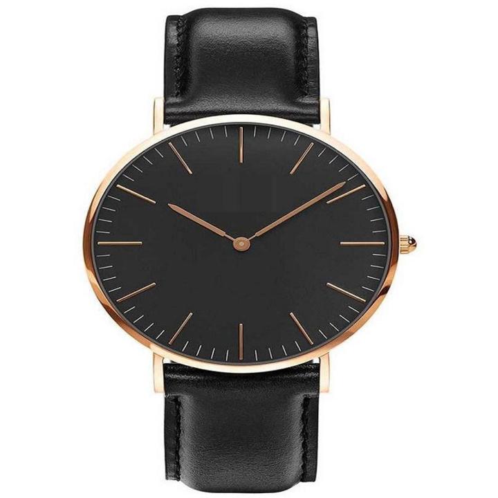 Black Leather Strap Watch- Unisex