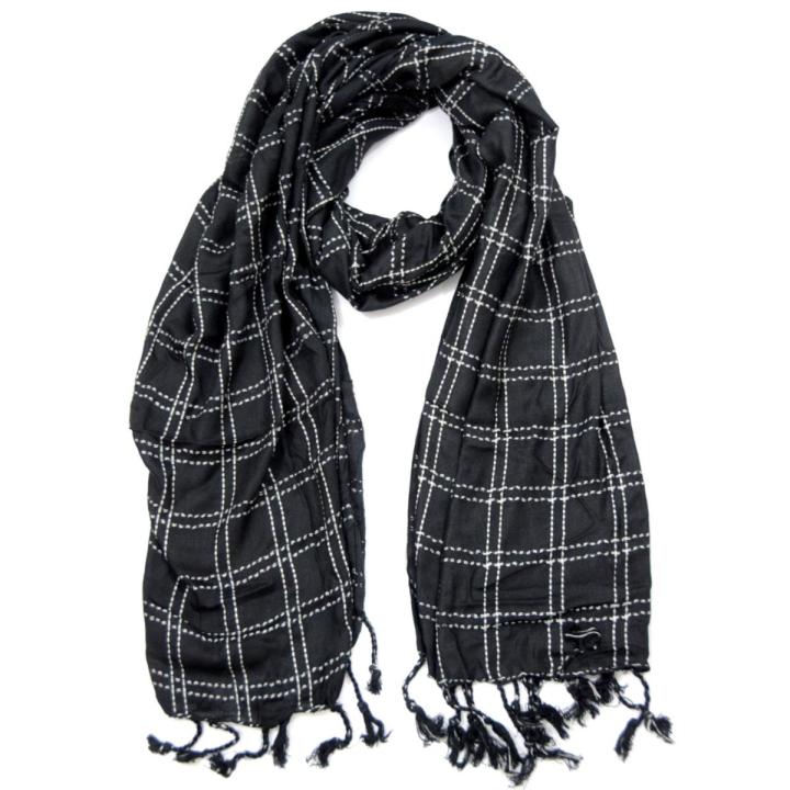 Ladies Staller check design scarves for girls, Hijab staller for women - Black