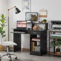 This compact home office computer desk will keep your work items within reach. Spacious storage of a tabletop/shelf organizer, keyboard tray, compact drawer, and adjustable compartments. All designed to meet your workstation/reading/writing  (Customize). 