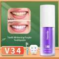 HISMILE V34 Teeth Removing Deep Smoke Stains Gingiva Protection Purple Orthopedic Toothpaste Cleans Oral Cavity Brightens Teeth. 