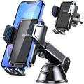 Blukar Car Phone Holder, Adjustable Car Phone Mount Cradle 360° Rotation - 4 in 1 Strong Suction Phone Holder for Car Dashboard, Windscreen, Air Vent - One Button Release for 4.0 to 6.7 inch Phones black. 