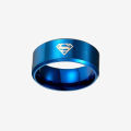 Blue Titanium Superman Logo Ring For Men And Boys(Unisex). 