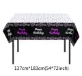 HAPPY BIRTHDAY BLACK PINK TABLECOVER ( 54 INCH X 72 INCH ). 