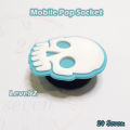 Universal Pop Socket For Mobiles / Tablets with Pop Clip (Bracket) - Skull and Paw - Cyan and Pink. 