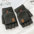 Winter Knitted Fingerless Gloves Thermal Insulation Warm Convertible Mittens Cover For Men Women Gloves Mitten. 