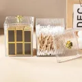 Makeup Cotton Pad Swabs Storage Holder Box Portable INS Multifunction Desk Tray with Lid Transparent Acrylic Cosmetic Container Crystal Jewelry Organizer Case. 