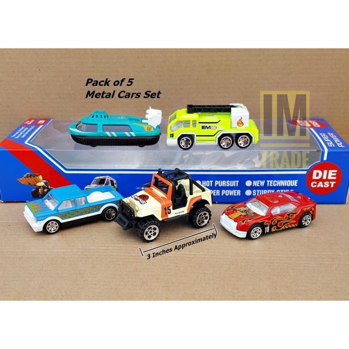 Metal Cars Set Alloy Box Pack of 5 Pcs Die Cast Toys For Kids Children and Boys