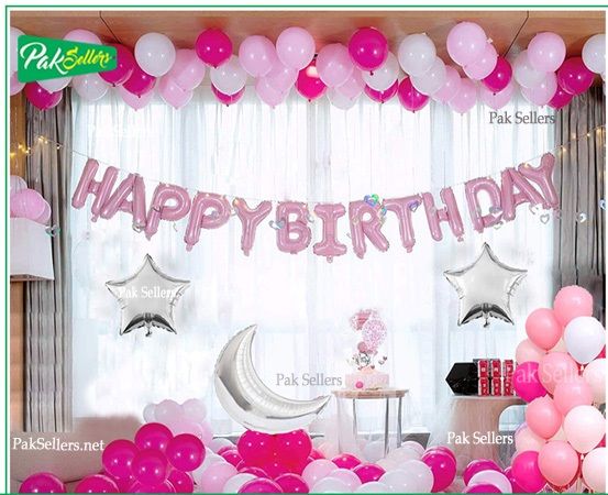 Pink & Silver Color Perfect Combination Birthday Party Theme ( Deal Code-102 )