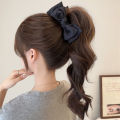 Elegant Bowknot Dot Ponytail Holder Women Girls Hairgrips Claw Headwear. 