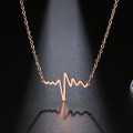 Golden Metal Ecg Heart Beat Wave Necklace Pendant For Women & Girls. 