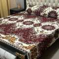 High Quality Fine Cotton Bedsheet 3 Piece Set Double Bed Printed 3D Crystal Cotton King Size Bedsheet. 