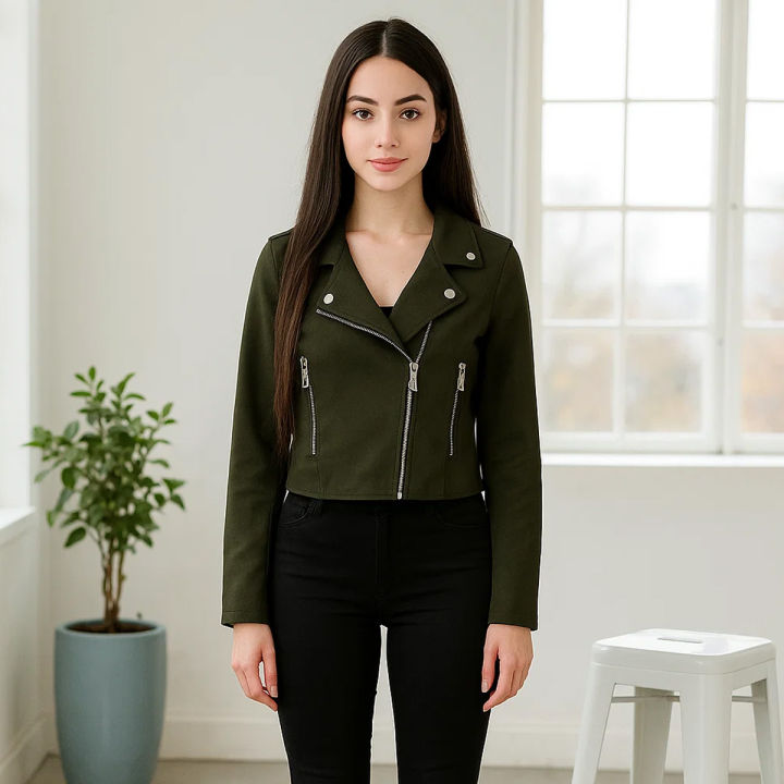 SN Fashion Cross Zipper Fleece Coat For Women Fancy Zip Style Jacket For Girls