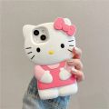 3D Pink Hello Kitty for iPhone 13 Mini 12 Pro 14 Plus 15 Pro Max 11 X XS Max XR 7 8 Plus SE Soft Cartoon Silicon Back Phone Case. 