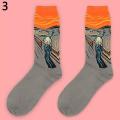 Unisex Fashion Starry Night Scream Oil Painting Print Soft Stretch Socks. 