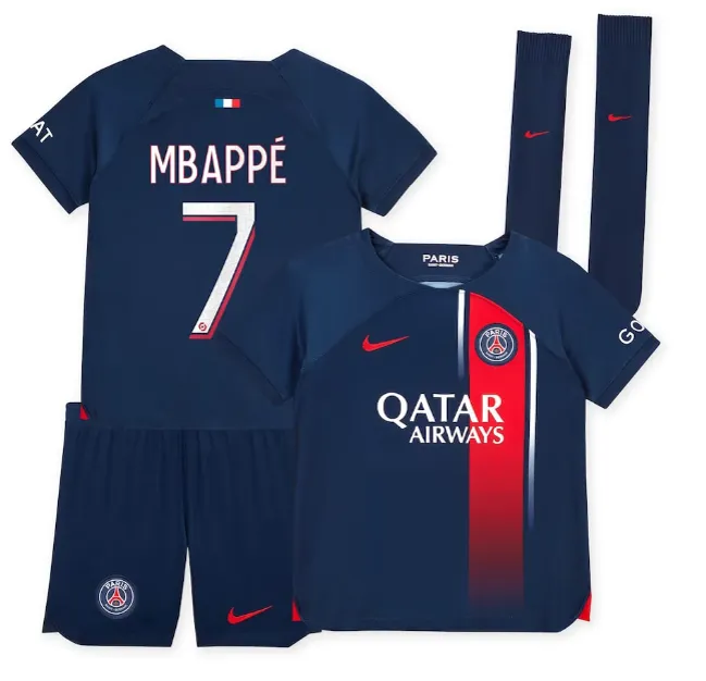 Kylian%20Mbapp%C3%A9%20PSG%20T-shirt%20and%20Shorts%20Football%20Kit%20new%20design%202023/2024%20Adults%20and%20Kids%20Sizes%20Available%20-%20Image%202