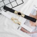 Fashion Thin Elastic Belt Female Metal Double Buckle Waistband Women Cinch Waist Seal Cummerband Clothing Accessories. 