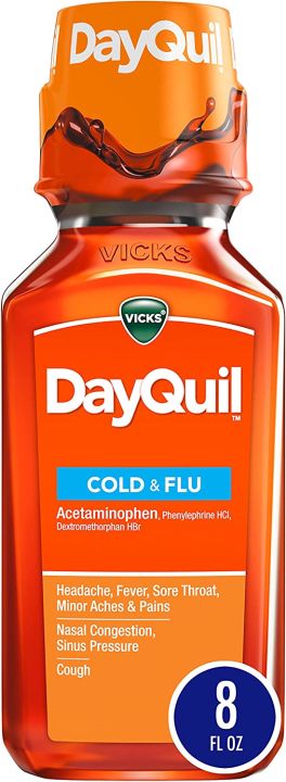 Vickss DayQuil Daytime Cold, Cough and Flu Liquid Medicine, Over-the-Counter Medicine, 355ml in Pakistan